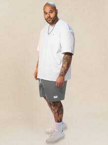 EASEVO 編織休閒直筒短褲（大尺碼） - 藍色 - 查看 3