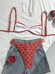 Swim Mod 女士夏季细肩带性感比基尼度假紧身休闲印花随机两件套比基尼夏季套装 - 彩色 - 查看 3