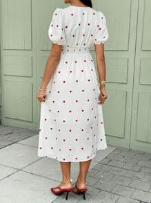 SHEIN 孕妇短袖V领连衣裙，夏季时尚 - 白色 - 查看 10