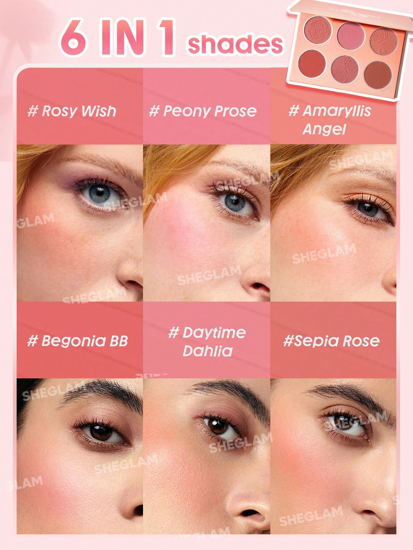 SHEGLAM لوحة أحمر الخدود Floral Flush Blush، لوحة...