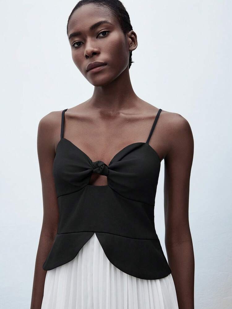 SHEIN Maija Robe longue plissée style A-line en contraste noir et blanc, mode minimaliste élégante pour l'automne, convient pour les fêtes, les sorties, polyvalente