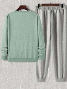 RueChic Sudadera y pantalones de chándal de hombre de algodón con gráfico de letras