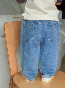 SHEIN Baby Jungen lässige, weite Jeans mit Gummibund und Taschen