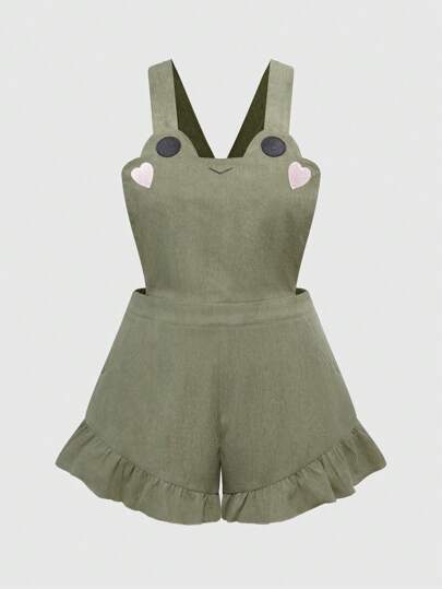 جمبسوت رائعة بطبعة التطريز على الضفدع بمقاسات كبيرة