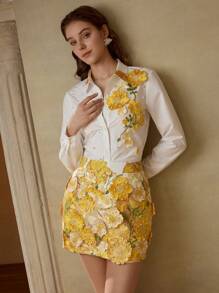 MOTF PREMIUM Camisa decorada con bordado y perlas de imitación - Blanco - Ver 1