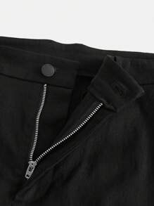 BRENVOR Pantalones rectos de ajuste relajado de color negro sólido, con cintura ajustable, para uso casual y diario para hombres, esencial para viajes