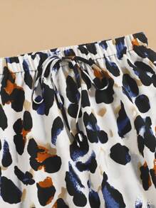 SHEIN VCAY Plus All Over Print Knot Front Curved Hem Summer Boho A-Line Skirt - Multicolor - View 4