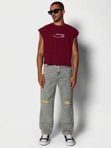 SUMWON Top de tirantes caja súper con bordes crudos, top sin mangas para uso atlético, informal y de verano, ideal para festivales y uso en la calle