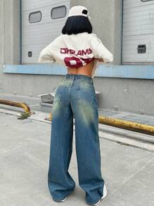 RueChic 女士低腰阔腿休闲牛仔裤