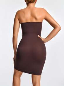 SHEIN Shape Women Solid Color Bandeau Casual Bodycon Dress