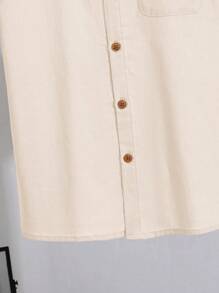 SHEIN Tween Boys Casual Loose Comfort Contrast Color Button-Up Short Sleeve Shirt