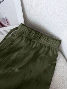 SHEIN LUNE Pantalones holgados de satén con estampado de pintura de tinta suelta