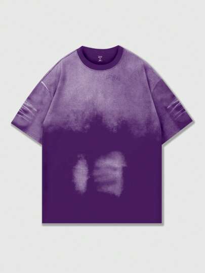 Grunge Punk Men's Street Vintage Washed Round Neck Short Sleeve T-Shirt, Streetwear