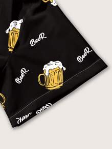 Manfinity Chillmode 男士啤酒印花休闲图案衬衫，男友礼物 - 彩色 - 查看 3