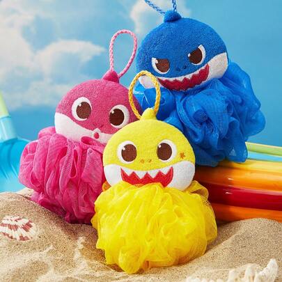 BABY SHARK X SHEIN 1 miếng bọt biển tắm cỡ S, thiết kế hoạt hình 3D, có móc treo, thích hợp sử dụng tại nhà và khi đi du lịch, unisex, mùa hè, mùa xuân, bãi biển, kỳ nghỉ.