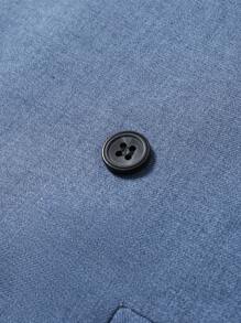 Manfinity Bizformal 男士纯色V领双排扣商务西装背心 - 寶藍色 - 查看 4