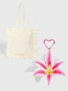 ROMWE Fairycore 1 pieza Llavero con decoración de flor de lirio con lunares en degradado, con estilo de resort de playa, adecuado como regalo de boda, vacaciones o para la vuelta al cole para adolescentes