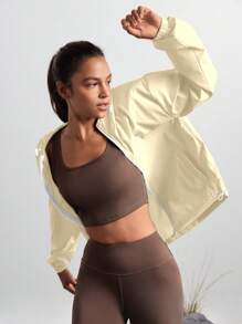 In My Nature 女士户外防水防风拉链连帽夹克 - 杏色 - 查看 8