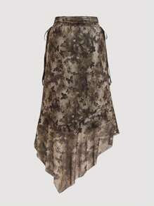 Modelyn Plus Size Mesh A-Line Skirt, Fashionable For Summer - Multicolor - View 2