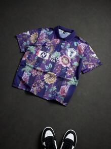 Manfinity Sporsity Men's Vintage Fashion Casual Sports Flower Print Polo Shirt , Los Angeles Shirt ,