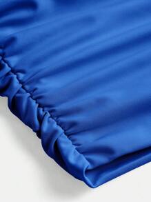 Tween Girl Minimalist Comfortable Side Ruched Tube Top - Royal Blue - View 3