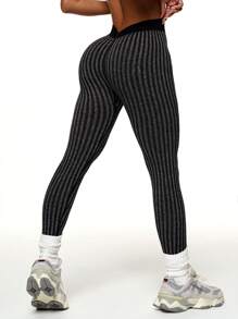 Lifespree 纯色运动紧身裤，夏季时尚健身服女士瑜伽裤 - 深灰色 - 查看 3