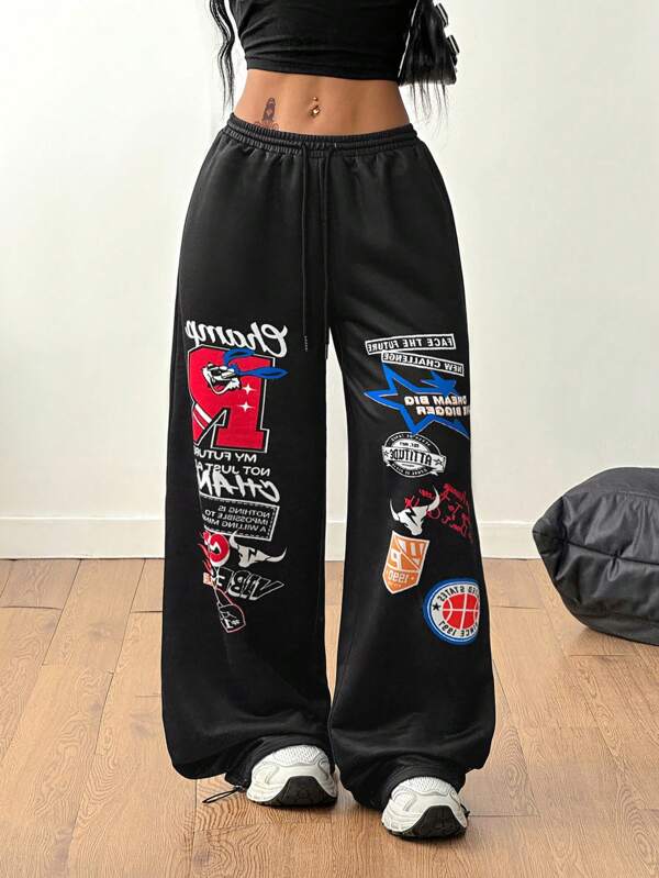 Coolane Women's Summer Streetwear Rave Homecoming Game Day Sport Basic  Graphics Basketball Baggy Sweatpants