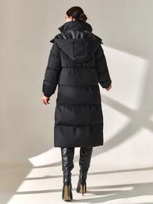 CLARA VERO Casaco de inverno acolchoado com bolsos de remendo de qualidade premium - Preto - Ver 2
