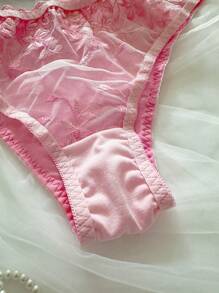 SHEIN 2件套大码女士浪漫刺绣性感文胸和内裤内衣套装