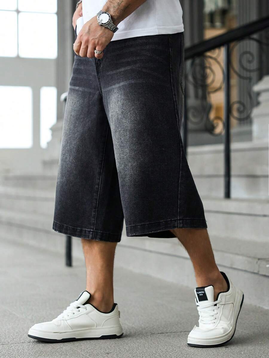 Claim Dot Plus Size Men's Casual Loose Denim Shorts, Summer Fashion Shorts For Men Jeans Hang Out Going Out Party Vacation Street