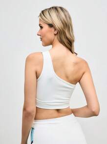 Cheerettes 字母图案不对称领口无袖修身背心 - 白色 - 查看 2