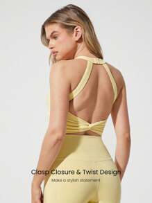 GLOWMODE FeatherFit™ See You Around Halter Backless Sports Bra Light Support Low Impact Yoga
