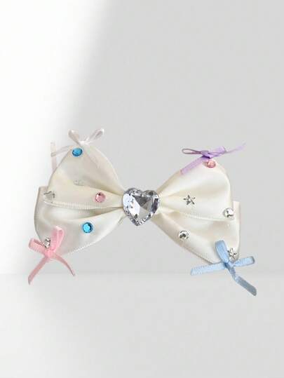 Kawaii 1 paio di fermagli per capelli di alta qualità a forma di farfalla e cuore con cristalli, clip per capelli bianche e blu, minimalisti, eleganti, dolci e versatili, adatti per acconciature da principessa, frangia, in tutte le stagioni