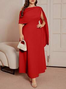 Celure Kleid mit asymmetrischer Schulter, raffierter Taille, ausgestellter Rock, Unifarben, modisch, geeignet für den Sommer