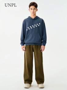 SHEIN Teens Oversized Pattern Print Hoodie Sweatshirt And Relaxed Washed Long Pants Set - Multicolor - View 1
