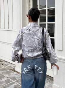 Muchica Casual Camouflage Print Woven Jacket In Fall/Winter - Grey - View 2