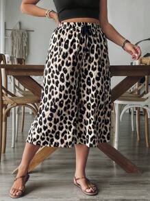 SHEIN VCAY Plus Size Leopard Print Pants, Fashion For Summer