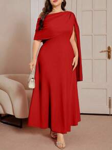 Celure Kleid mit asymmetrischer Schulter, raffierter Taille, ausgestellter Rock, Unifarben, modisch, geeignet für den Sommer