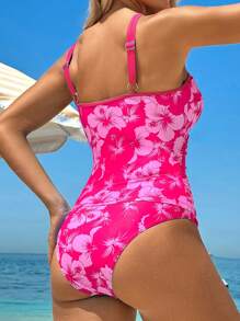Swim Vcay 2 Stücke/Set Sommer neue Badeanzug mit Blumen Muster, Bustier-Oberteil und hochgeschnittener Taille Dreieck Bikinihose