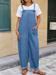 EMERY ROSE Plus Size Denim Jumpsuit, Fashion Suitable For Summer Summer Outfits For Women Vacation Outfits Woman Women Summer Clothes Country Concert Outfit