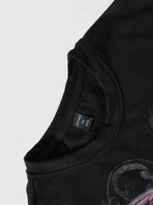ROMWE MEN Street Life Men's Gothic Element Retro Cross Star Wings Print Theme Tank Top,