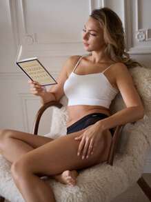 LUVLETTE Dream Curve 2ndSkin Wireless Seamless White Built-In Bra Backless Lounge Basic Sports Workout White Lingerie As Outerwear Camisole Tank Tube Top