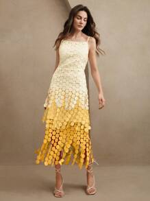 Anewsta Circular Tassel Hollow Out Embroidery High Waist Slip Dress, Flowy & Breathable, Summer Outfit For Women, Festival