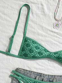 Swim Mod 女士夏季细肩带性感比基尼度假紧身裤休闲印花随机两件套泳衣