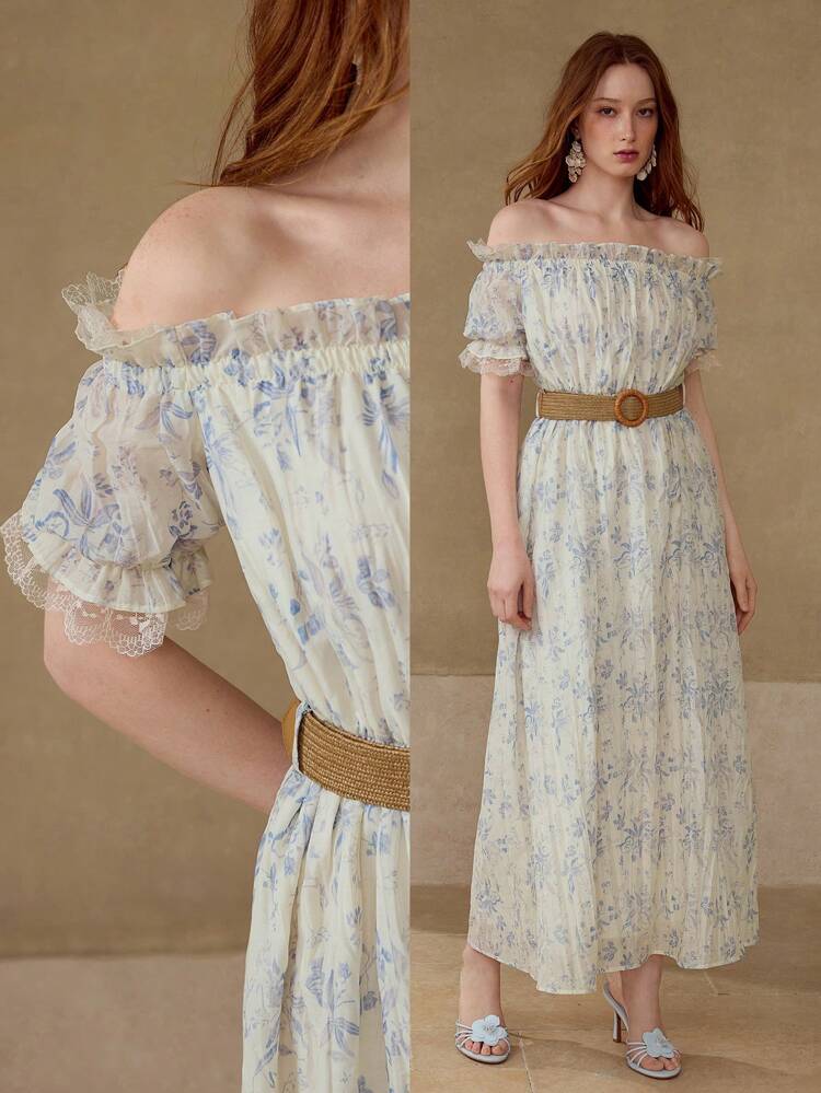 FLOWER PRINTED FRILL DRESS