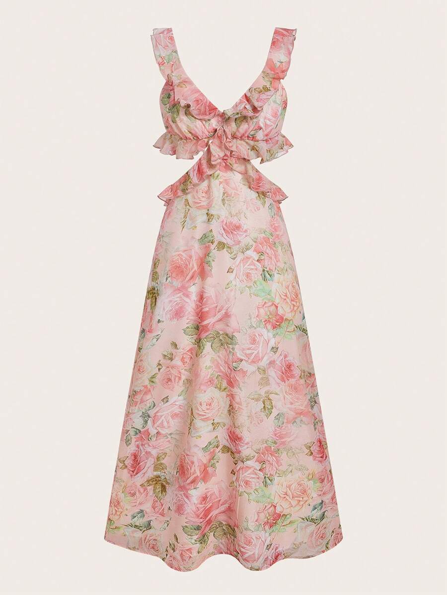 SHEIN VCAY 梭织印花修身镂空女式长裙、夏季度假装、女式夏季服装、女式夏季服装、度假风格、梭织图案印花、女士休闲夏季度假装、波西米亚海滩度假装、波西米亚风、节日装、女士海滩装、女士夏季装、毕业装、女士生日装、海滩必需品、女士机场装、俱乐部装、女士乡村装、茶会礼服、生日礼服、夏季太阳裙、女士夏季礼服、欧洲夏季、返校节、返校节、老钱风格女士、女士街头服饰、Y2k、夜间外出、秋季服装、冬季服装、可爱、外出装、飘逸连衣裙 - 彩色 - 查看 1