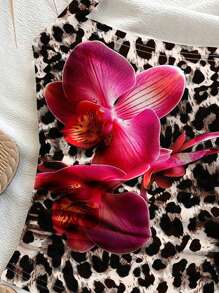 Soleia Áo hai dây dệt kim bó sát họa tiết da báo và hoa cho kỳ nghỉ của phụ nữ, phù hợp cho mùa hè - Nhiều màu - Xem 4