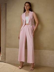 MOTF PREMIUM ÁO BLAZER THÊU MỘT CÚC - Hồng - Xem 6