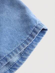 SHEIN Young Girl' Cute 3D Bow Decorated Loose Denim Shorts