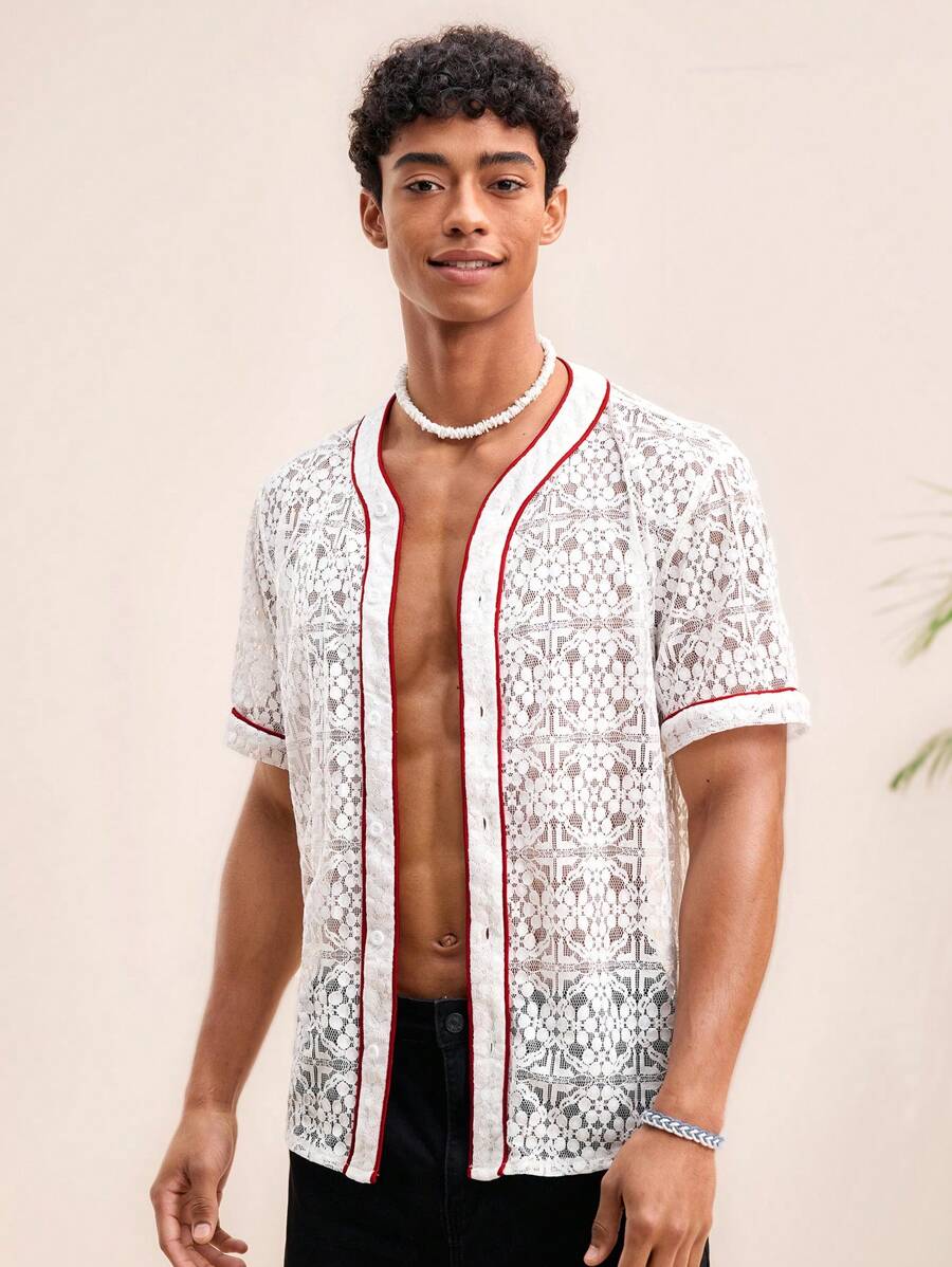 Manfinity VCAY Men's Woven Casual Short Sleeve Loose Shirt, Fashion And Young Style - Multicolor - View 1